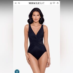 Miraclesuit Black Crossover With Mesh One Piece